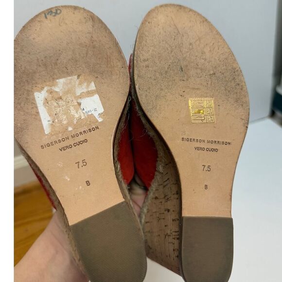 Sigerson Morrison N-Vala Suede Wedge Red Orange Sz. 7.5 - Picture 8 of 8